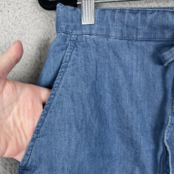 Draper James Skirt Womens Small Blue Chambray A Line Drawstring Pockets Cotton - Picture 5 of 10